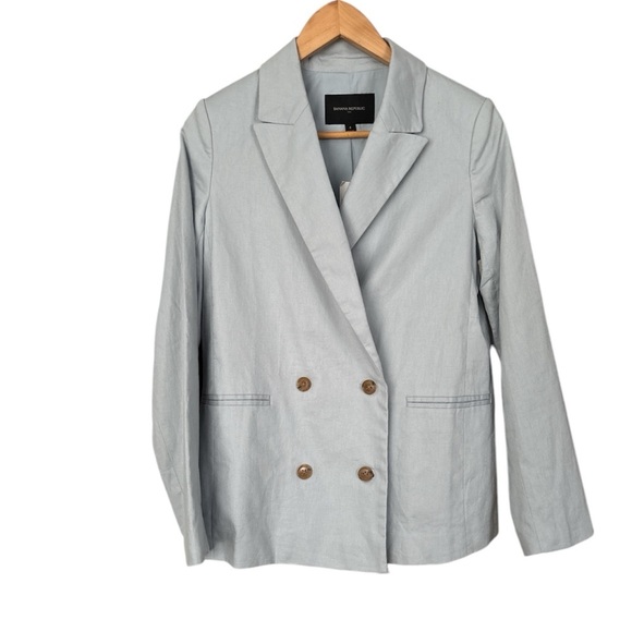 NWT! BANANA REPUBLIC Factory Linen Blend Double Breasted Blazer, Size 4 - Picture 1 of 11